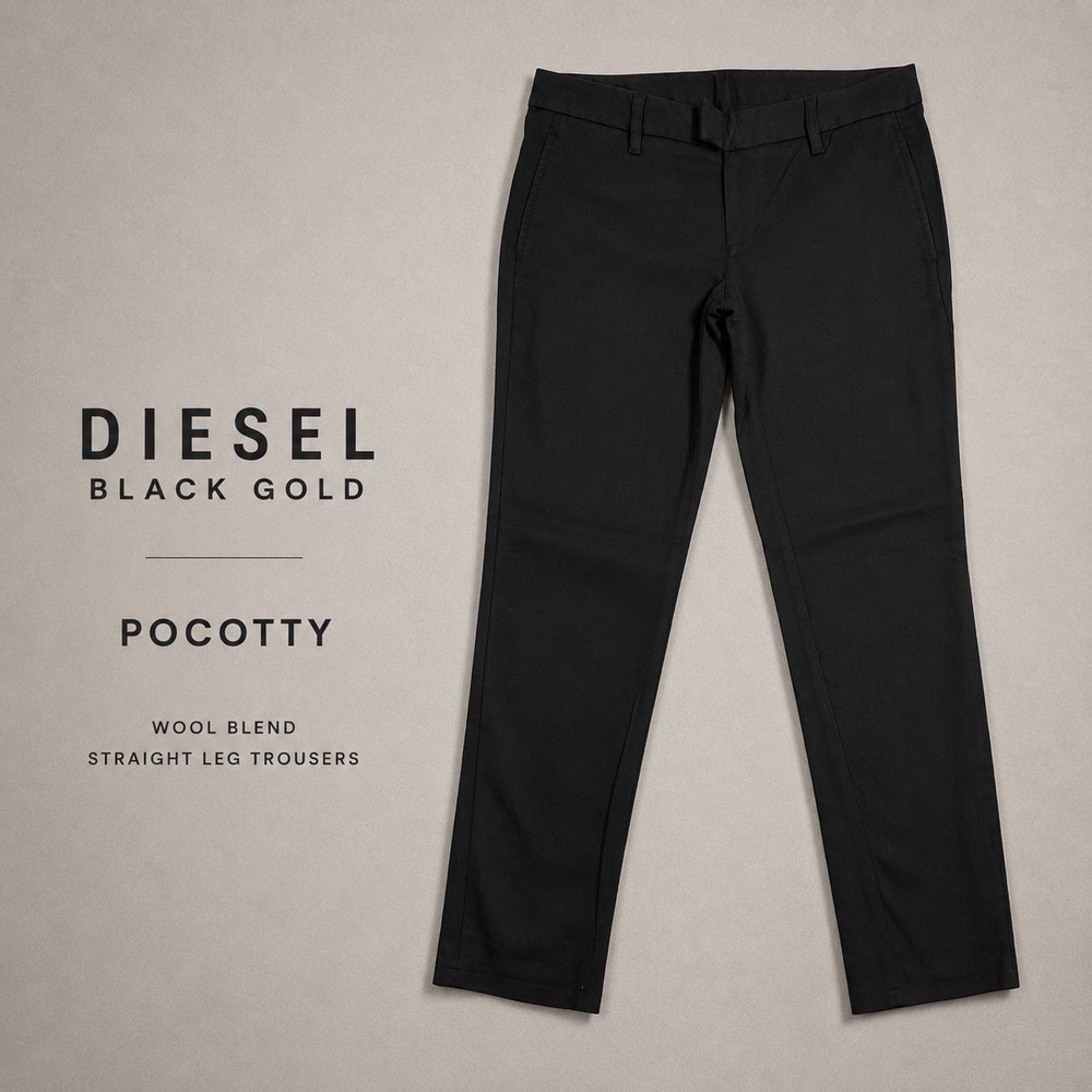 Diesel Black Gold POCOTTY Women 29 Wool Blend Slim Trousers Black 32x29 Measured
